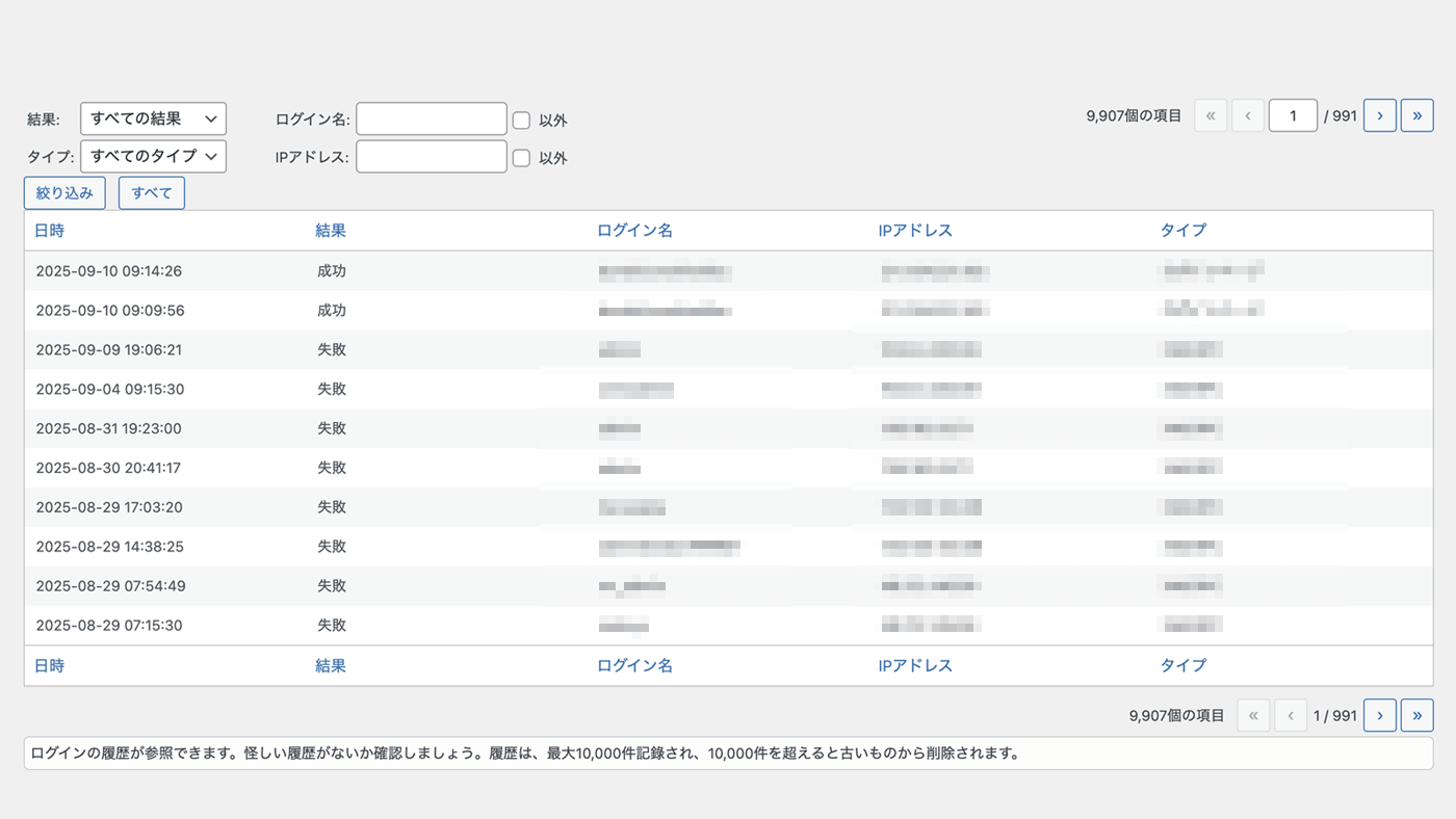 BUROKI designのログイン履歴